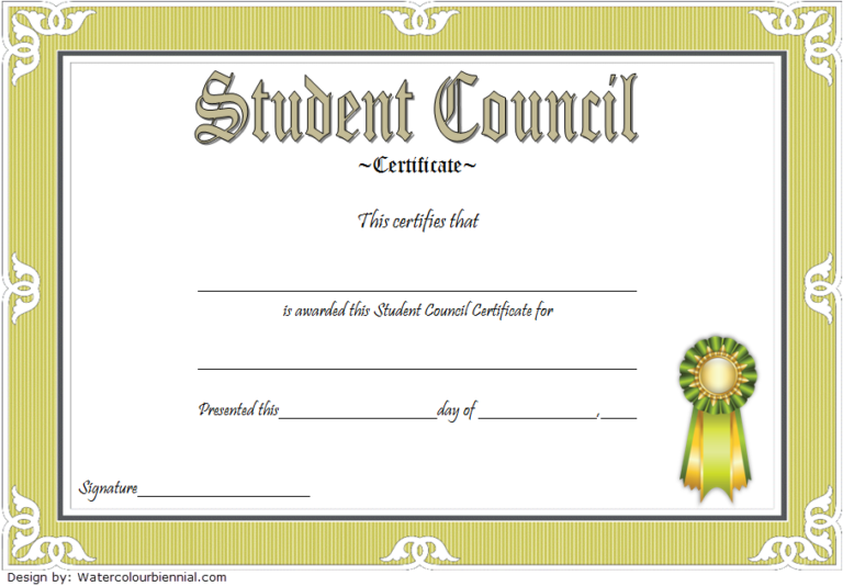 Student Council Certificate Template [8+ New Designs FREE] Fresh