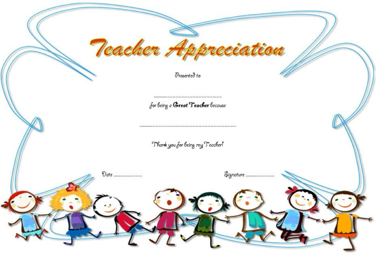 Teacher Appreciation Certificate Free Printable 10+ Designs Fresh