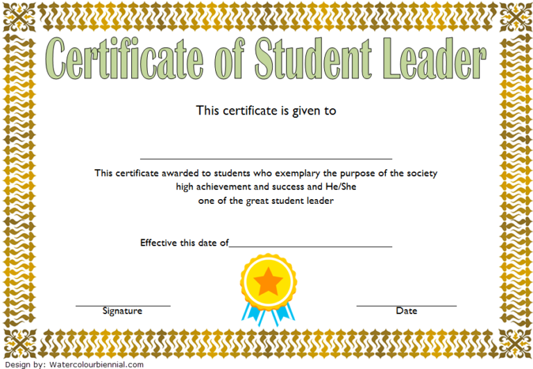 Student Leadership Certificate Template 10  Designs FREE Fresh