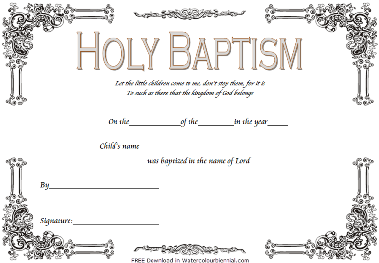 Water Baptism Certificate Template