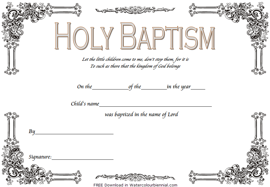 Baptism Certificate Template Word 9 New Designs FREE 