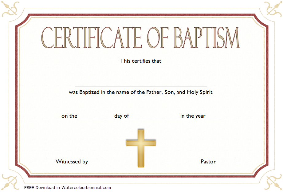 Printable Free Edit Baptism Certificate Template Word