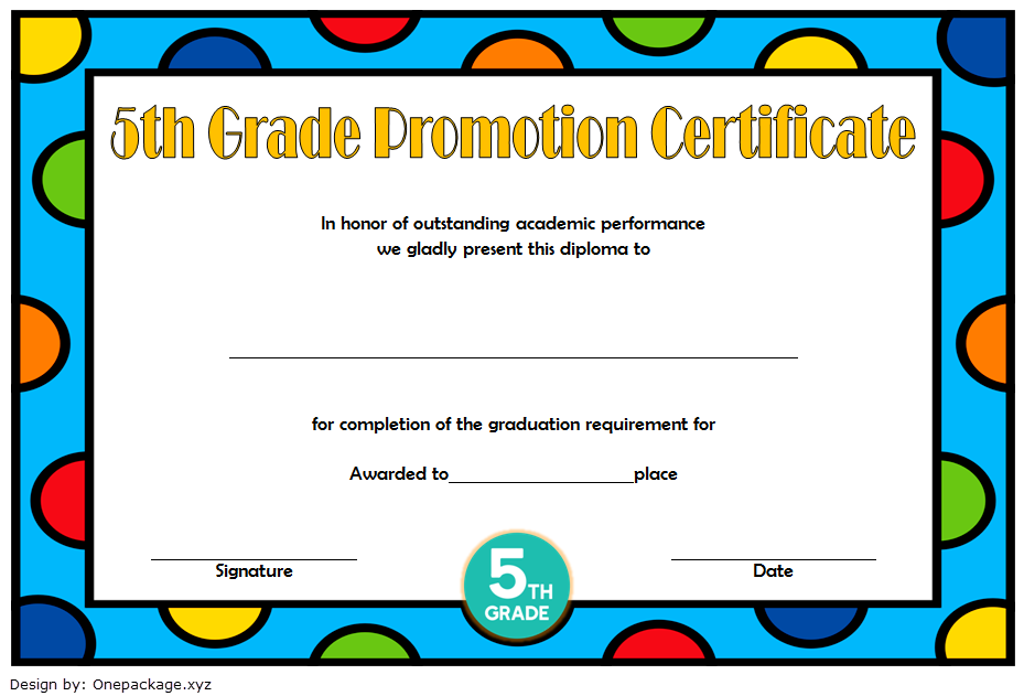 5th Grade Promotion Certificate Template FREE (1st Wonderful Design)