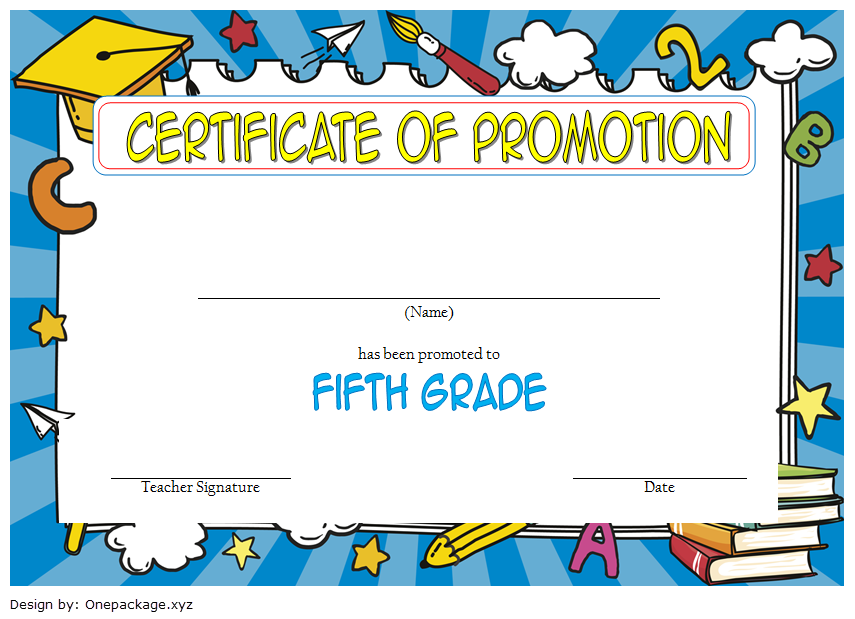 5th Grade Promotion Certificate Template FREE (2nd Wonderful Design)